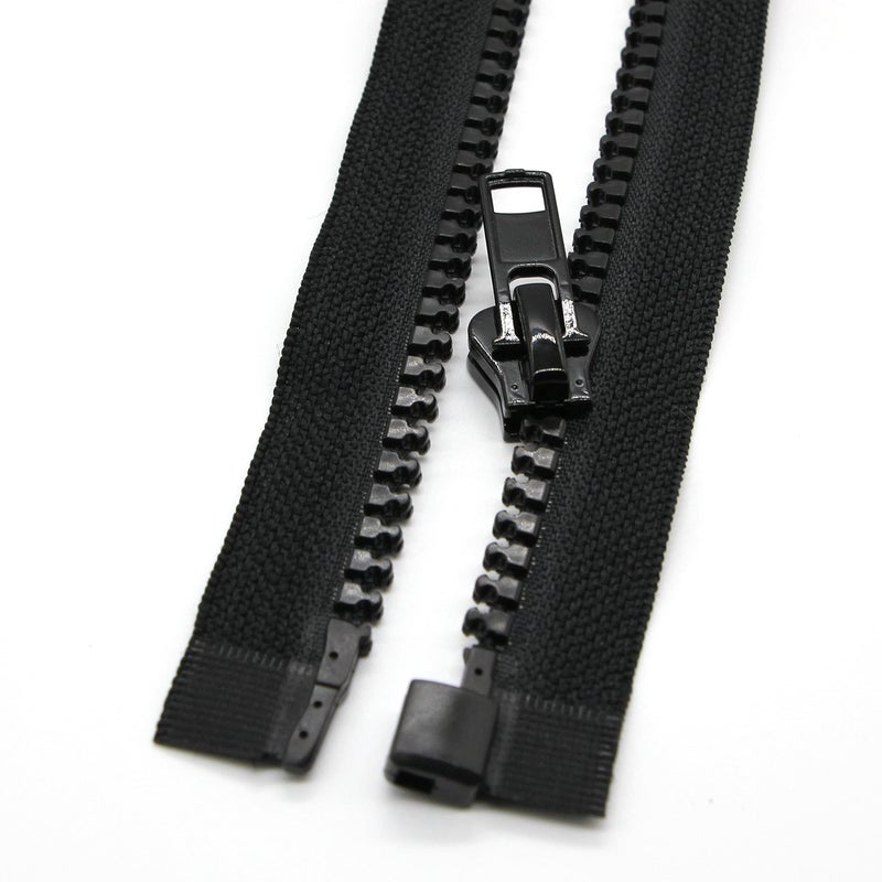 Leekayer 2PCS #5 33 Inch Separating Jacket Zippers for Sewing Coats 84cm Jacket Zipper Black Molded Plastic Zippers Bulk (33"" 2pc) Leekayer - Image 3